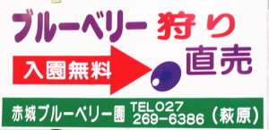 赤城ブルーベリー園の看板です。
